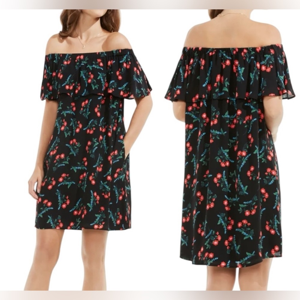 LIKE NEW Vince Camuto 1X Ruffle Off Shoulder Floral Dress
